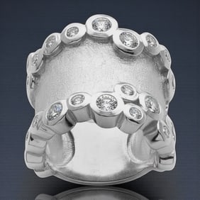 Wild Modern Brushed Finish White Topaz Bubble Band – Size 7