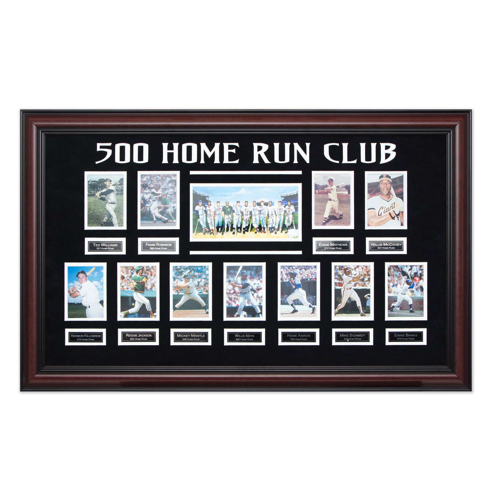 Signed 500 Home Run Club By Ron Lewis: 500 Home Run Club Artwork by Ron Lewis Inscribed by 11 Distinct Major League Legends. Emanating an undeniable aura of excellence, prestige, and history, we are thrilled to present this 500 Home Run Cl