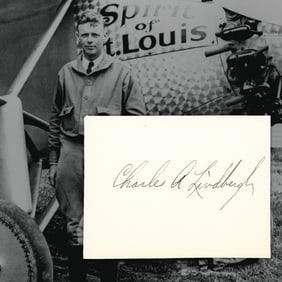 Charles A. Lindbergh Signed Document Cut, Forensically Authenticated