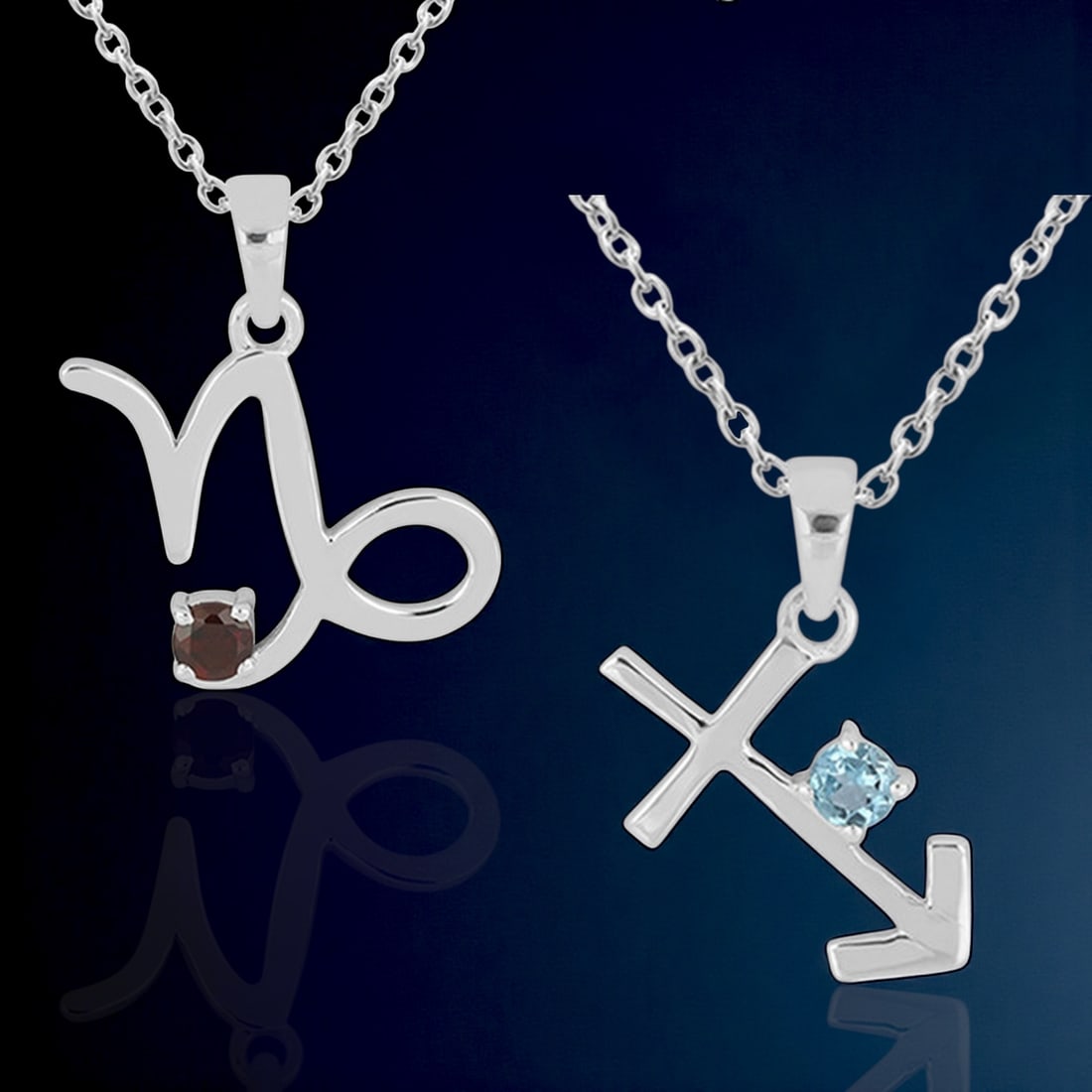 (2)Sterling Silver Zodiac Sign Pendant Dec & Jan Birthstone (1 of 1)
