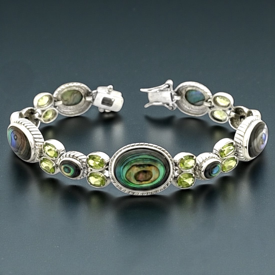 Abalone Sterling Silver 7.75" Bracelet with Peridot accents (1 of 1)