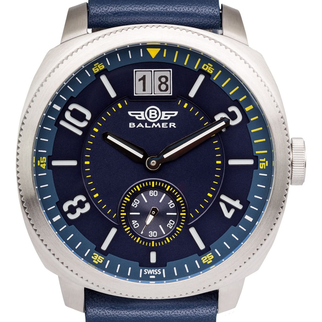 Balmer Stratos Men’s Swiss Watch – 46mm Swiss Precision: The Balmer Stratos exemplifies Swiss craftsmanship and bold design. Powered by a Swiss Ronda movement, it features a 46mm brushed 316L surgical-grade stainless steel case paired with an anti-reflectiv