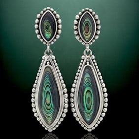 Mesmerizing Abalone Drop Earrings crafted in Sterling Silver