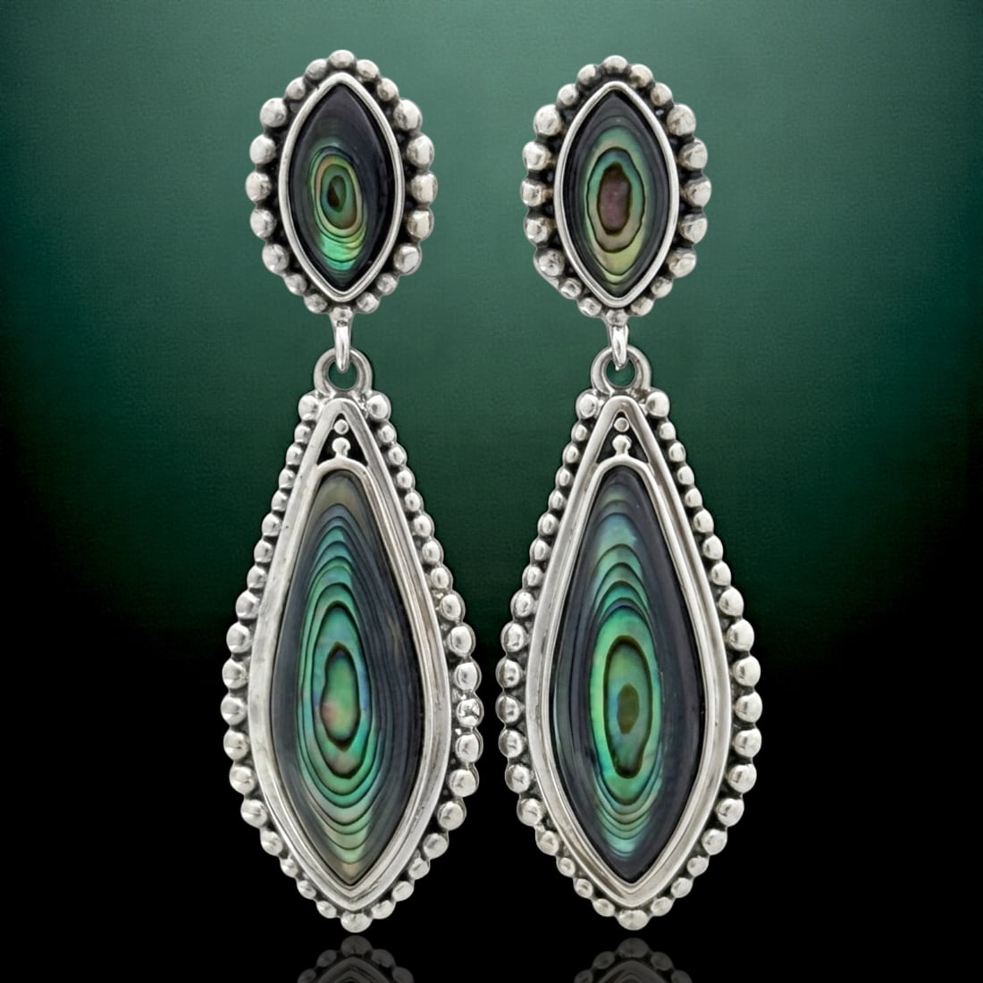 Mesmerizing Abalone Drop Earrings crafted in Sterling Silver (1 of 1)