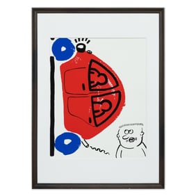 Keith Haring, "The Story of Red and Blue" (1990) – Signed & Dated Lithograph