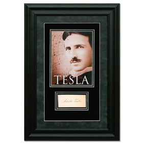 Nikola Tesla Signed Document Cut, Forensically Authenticated