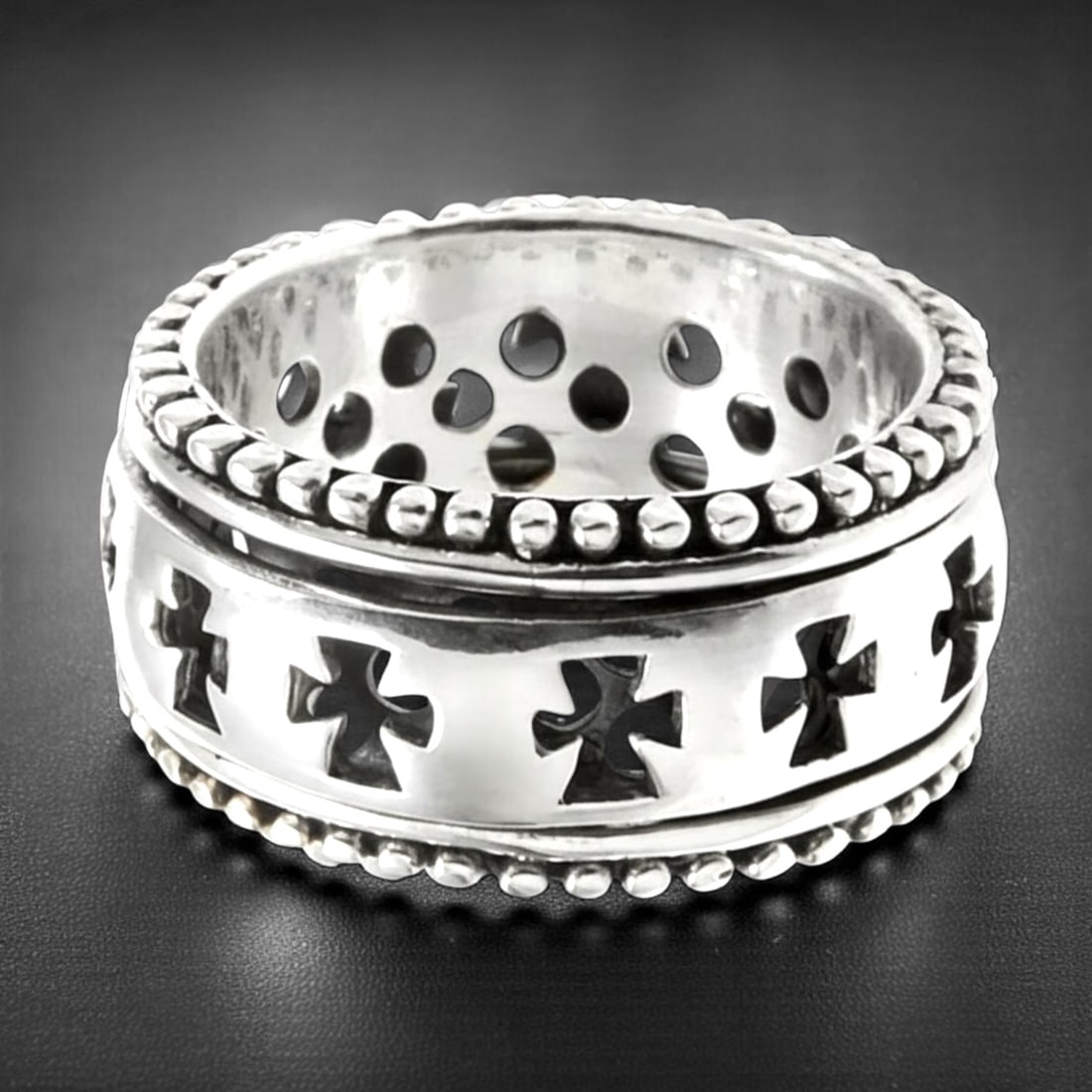 Spritual Sterling Silver Cross Ring - Size 10 (1 of 1)