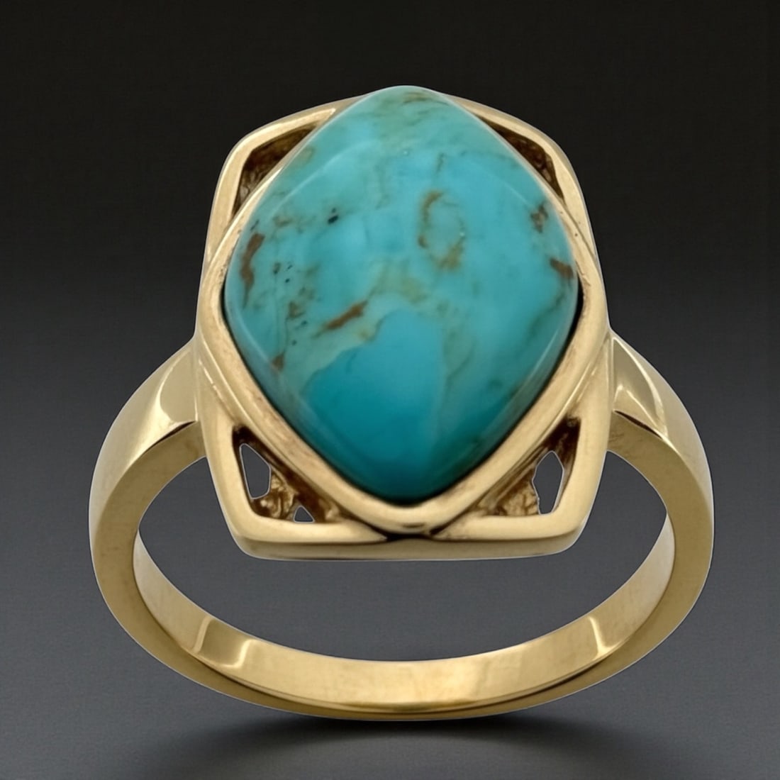 Gold Plated over Sterling Silver Diamond Shape Turquoise ring SZ 7 (1 of 1)