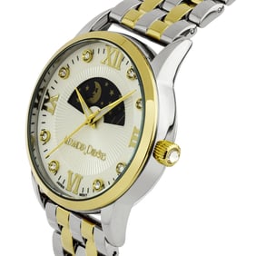 Alexander Dubois 38mm Moon Phase Watch: Elegant Two-Tone Case with Refined Dial