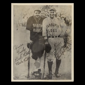 Forensically Authenticated Babe Ruth & Lou Gehrig Signed Barmstorming Photo