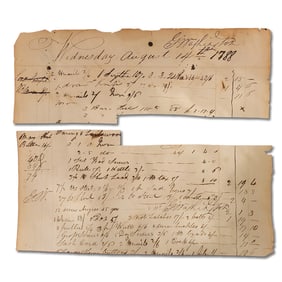 George Washington Signed Ledger Sheet