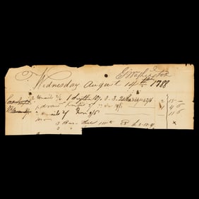 George Washington Signed Ledger Sheet