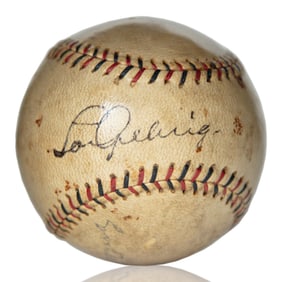 Forensically Authenticated Lou Gehrig Signed Wilson OL Baseball, Black & Red Stitching
