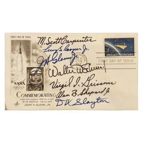 Project Mercury Envelope Signed By 7 Astronauts – First Day of Issue