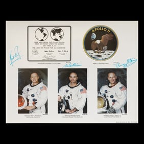 Forensically Authenticated Apollo 11 Crew–Signed Commemorative Display