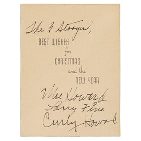 The Three Stooges Signed Holiday Card, Forensically Authenticated