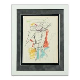 Willem de Kooning — Abstract Figure with Expressive Color, Mixed Media on Paper