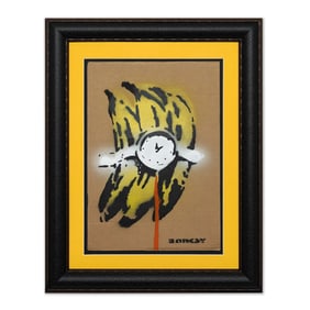 Banksy, "Banana Bomb" – Mixed Media on Cardboard