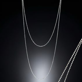 Set of 2 Finely Crafted Sterling Silver Chain Necklaces: 22" & 16"