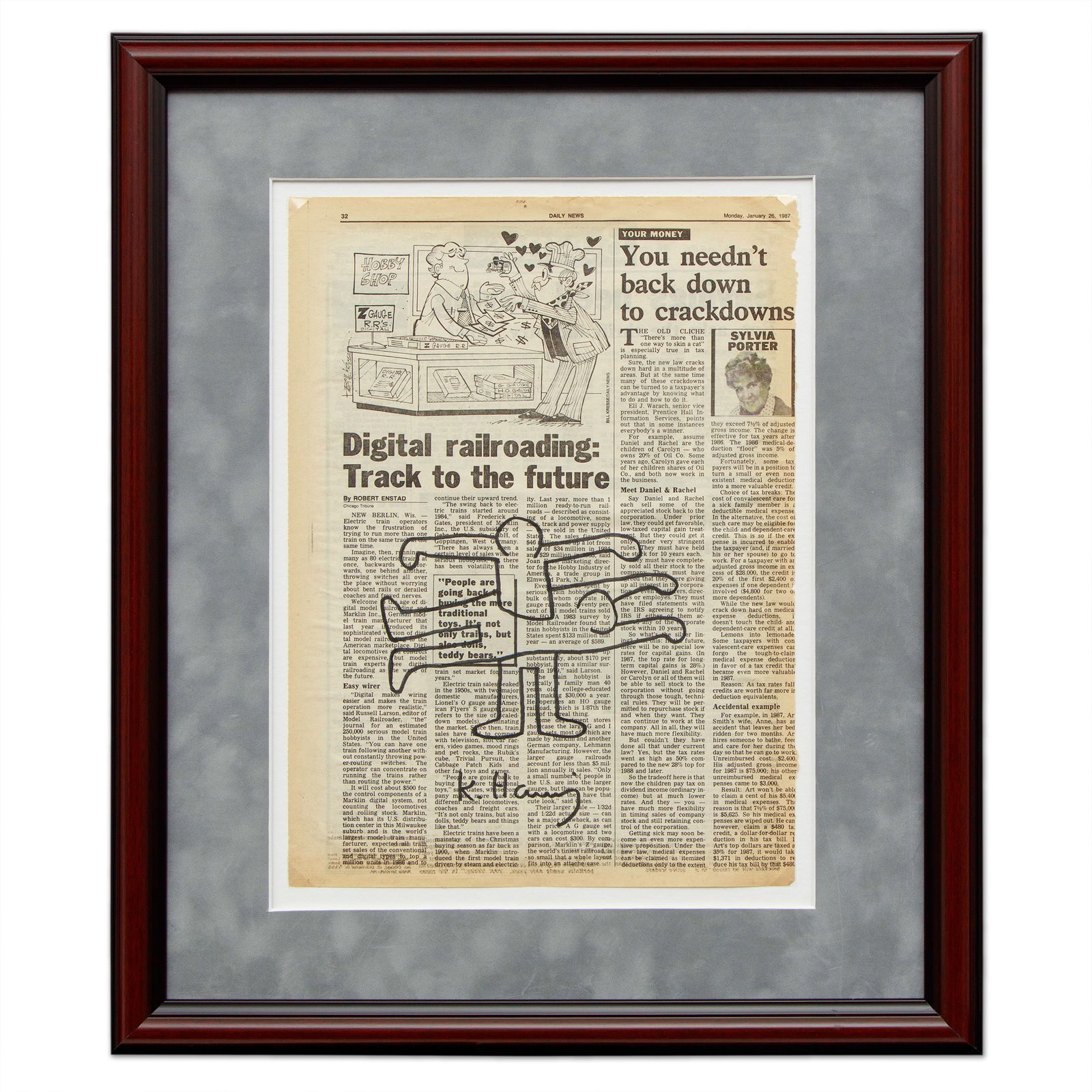Rare Keith Haring Newspaper Art – Dynamic Dual Figures Artwork: Title: Rare Keith Haring Newspaper Art – Dynamic Dual Figures Artwork Description: We are delighted to offer an extraordinary piece of art history: an original newspaper page from the New York D