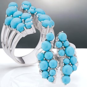 Sleeping Beauty Turquoise Sterling Silver Ring Wide Band SZ 8