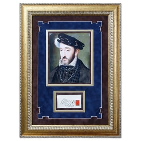 Exquisite Henry II of France Signed Document Cut with Wax Seal