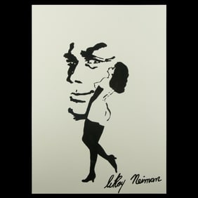 LeRoy Neiman, Mixed Media Watercolor – Intimate Grace in Monochrome