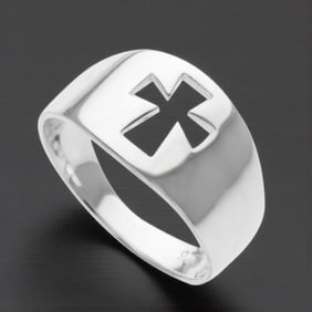 Men's Sterling Silver Cut Out Cross Ring Size 11