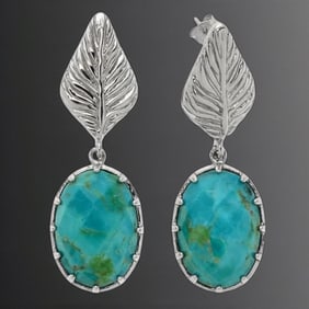 Nature-Inspired Sterling Silver Turquoise Dangle Earrings