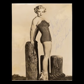 Marilyn Monroe Signed & Inscribed Black-and-White Bathing Suit Photograph