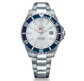 Ulysse Girard Watch Blue Fin Collection – Silver Dial & Blue Bezel