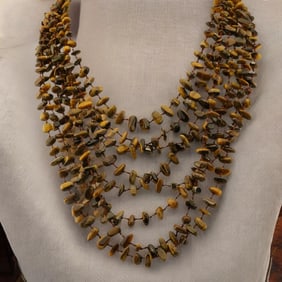 Boho style Multi Strand Tiger Eye Layered Necklace - 20"