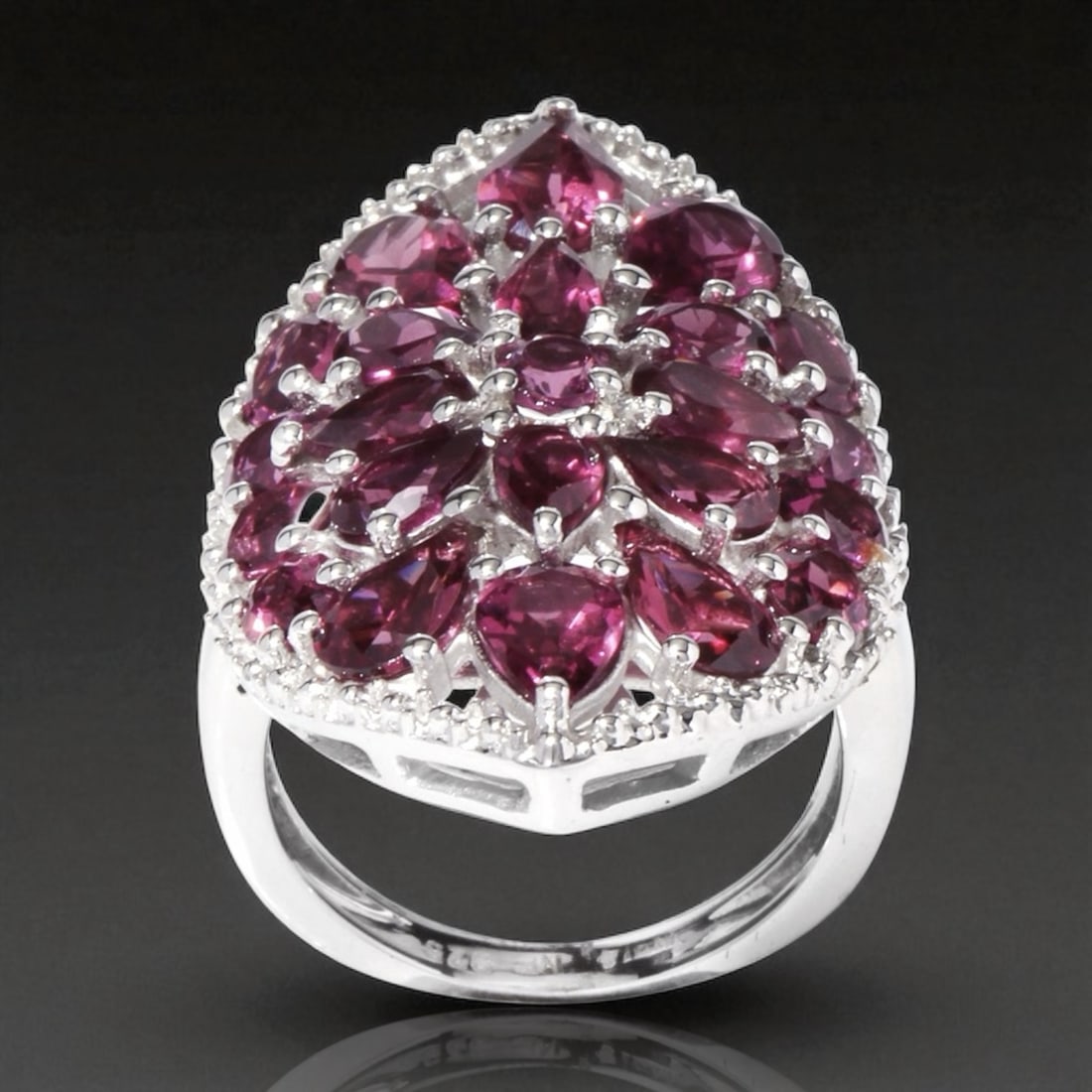 4.85Cttw Rhodolite Garnet Statement Ring Sterling Silver-Sz 7 (1 of 2)