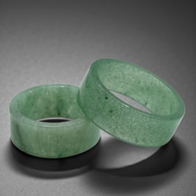 Set of 2 Harmonious Green Jade Rings: Size 6 & Size 10