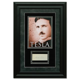 Nikola Tesla Signed Document Cut
