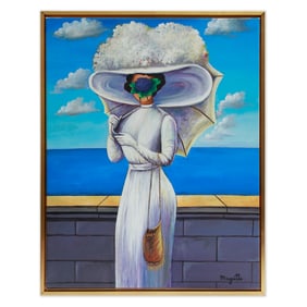 René Magritte – Surrealist Painting on Canvas Attributed/After