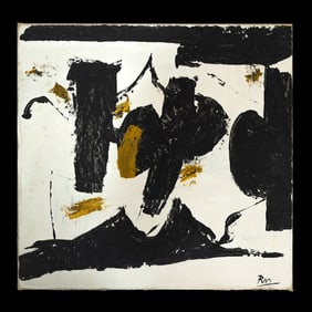 Robert Motherwell — Abstract Painting on Canvas Adhered to Board