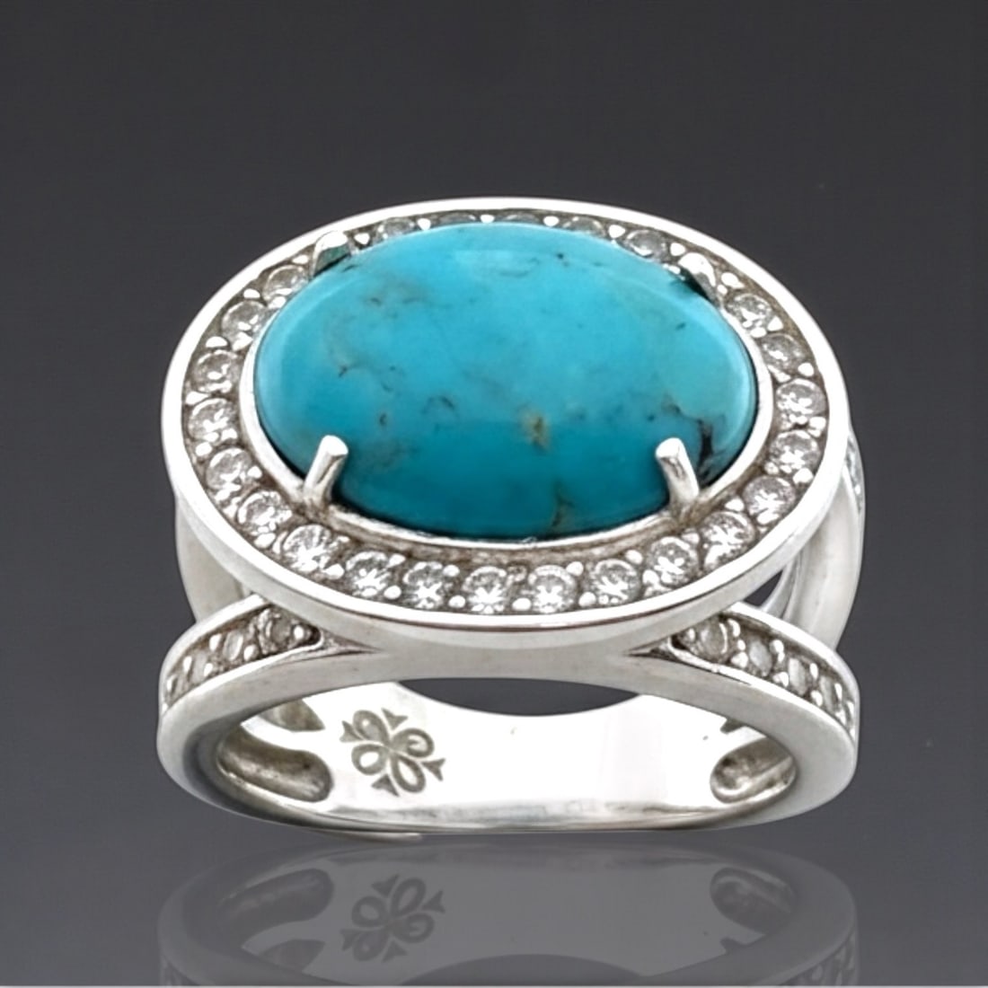 Faceted Turquoise & White Topaz Ring, Set in Sterling Silver (1 of 1)