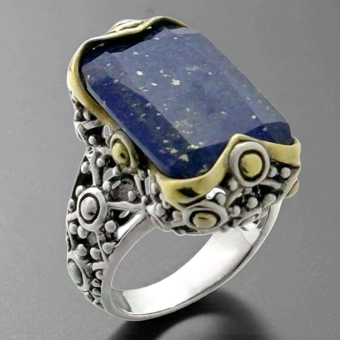 Ornate Lapis Lazuli Sterling Silver Ring - Size 7 (1 of 1)