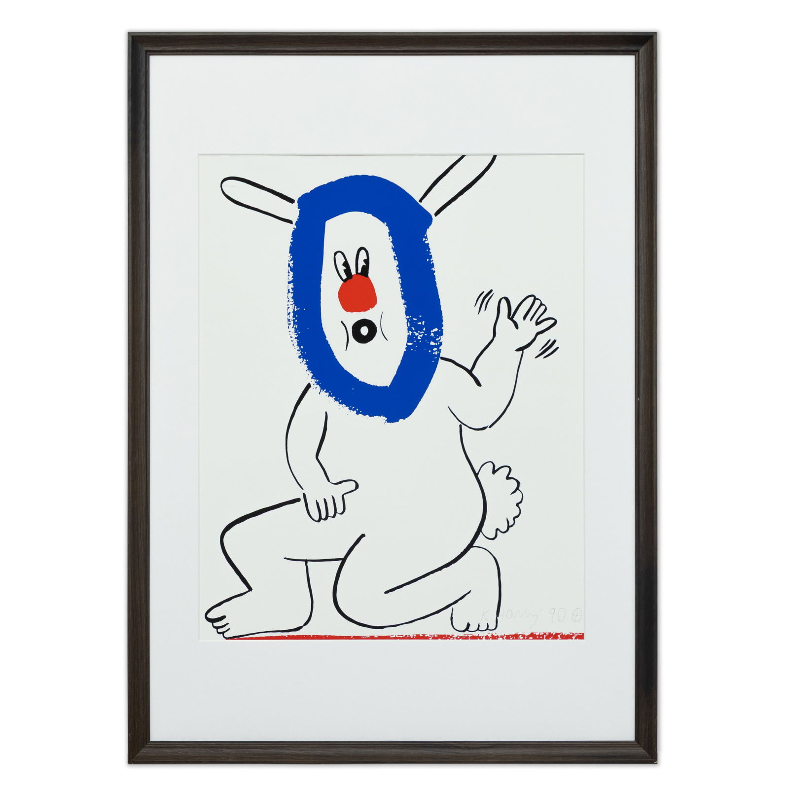 Keith Haring, "The Story of Red and Blue" (1990) Signed & Dated Lithograph on Wove Paper: Keith Haring – “The Story of Red and Blue” (1990) Signed and Dated Lithograph on wove paper Dimensions: 22 x 16.5 in (sheet) Signature: Signed in pencil “K Haring 90” with cross and