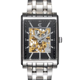 Eberle Men’s Rectangular Automatic Skeleton Watch
