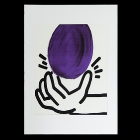 Keith Haring *The Story of Red and Blue* (1990) Signed & Dated Lithograph on Woven Paper