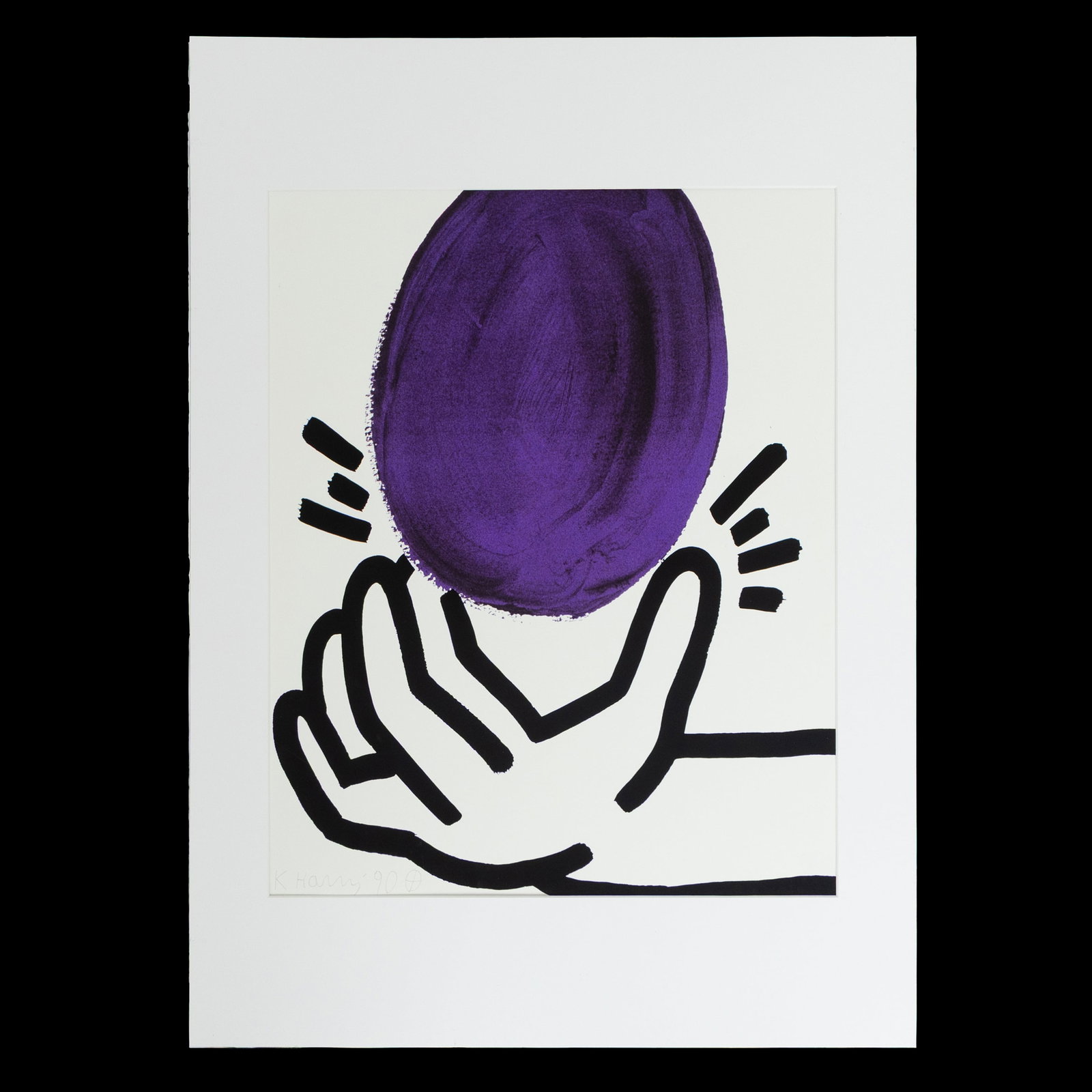 Keith Haring, "The Story of Red and Blue" (1990) Signed & Dated Lithograph on Woven Paper: "Keith Haring – The Story of Red and Blue (1990) Medium: Lithograph on wove paper Dimensions: 22 x 16.5 in (56 x 42 cm) Signature: Hand-signed in pencil “K. Haring 90” with cross and circle