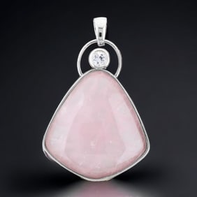 Rose Quartz with White Topaz accent Pendant in Sterling Silver