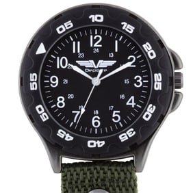 Deporte Military-Style Clip Watch with Carabiner – Green Nylon