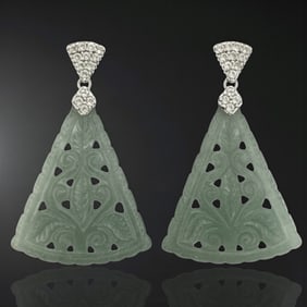Enchanting Jade & White Topaz Sterling Silver Earrings