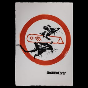 Banksy Painting on Paper, "Cut & Run"