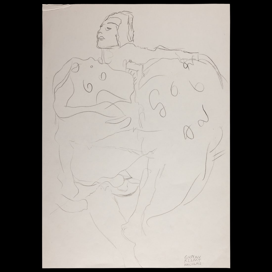 Gustav Klimt Pencil/Graphite on Paper: "Artwork Title: Man Turning Back – Graphite Study on Paper Artist: Gustav Klimt (Austrian, 1862–1918) Medium: Pencil/Graphite on Paper Dimensions: 12.25 x 8.75 in. (approx.) Inscription: “Gustav