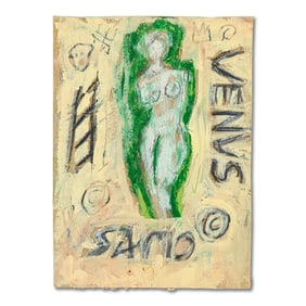 Jean-Michel Basquiat, “Venus / SAMO©" Painted Card from the Subway Collection