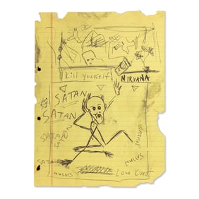 Kurt Cobain Nirvana Notebook Page – Original Drawings & Handwritten Phrases